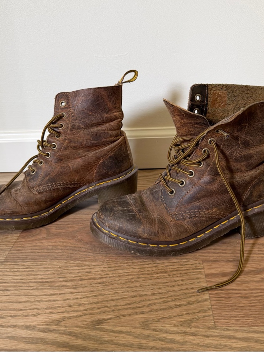 Dr. Martens Brown Clemency Heeled 8-eye Leather Combat Boots - Picture 4 of 5